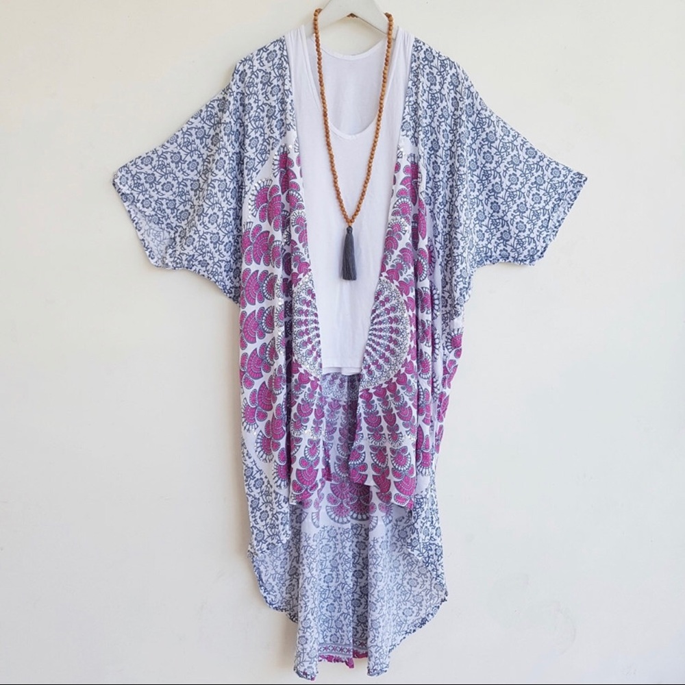 Boho beach cover up tunic, sequin detail